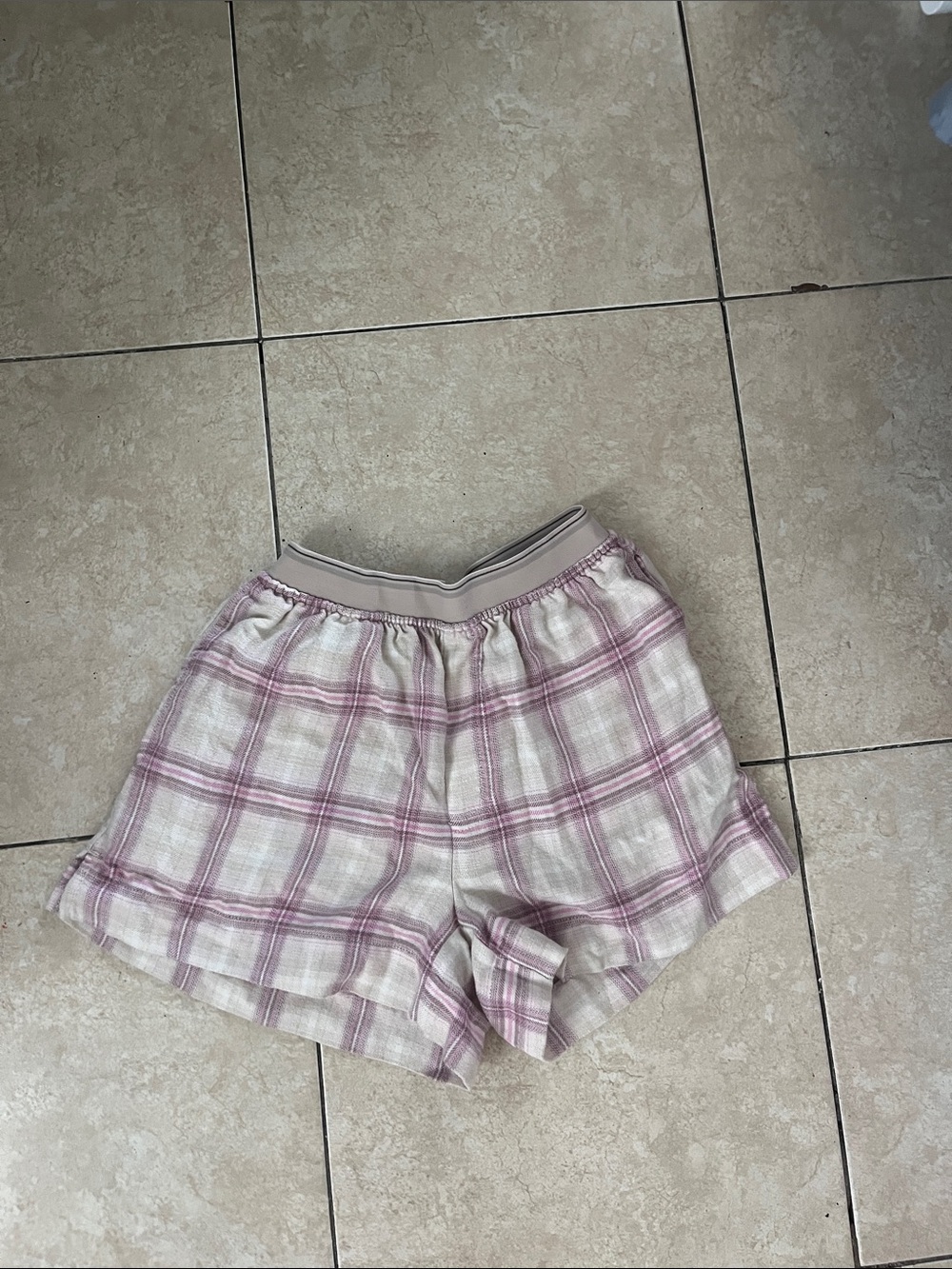 Plaid Pink and Cream Women's Lounge Shorts